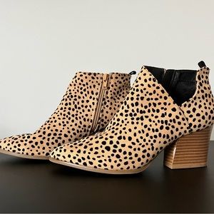 Black and Tan Dot Heeled Booties